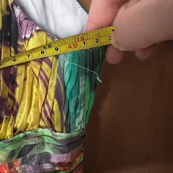 Oleg Cassini 100% Silk Y2K 90s Babydoll Colorful Cocktail Dress size 10 - Picture 11 of 14